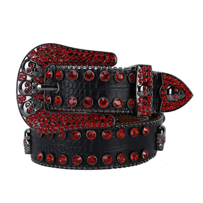 Cinturón Punk con Tachuelas y Rhinestones Negro y Rojo - Image 10