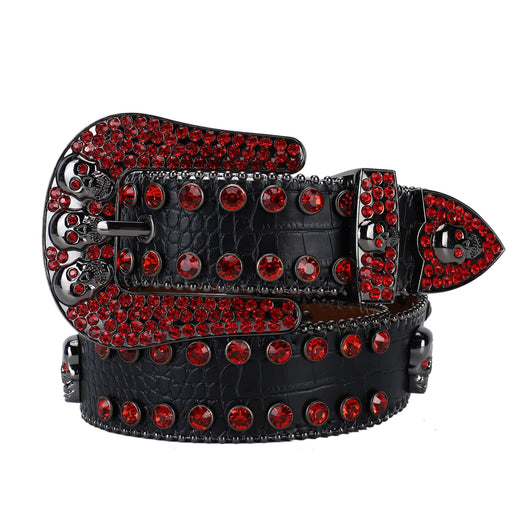 Cinturón Punk con Tachuelas y Rhinestones Negro y Rojo - Image 10