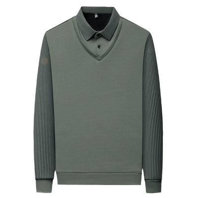 Playera Casual de Negocios con Efecto Dos Piezas y Mangas Rayadas - Image 5