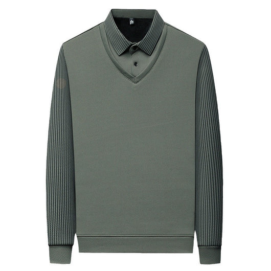 Playera Casual de Negocios con Efecto Dos Piezas y Mangas Rayadas - Image 5