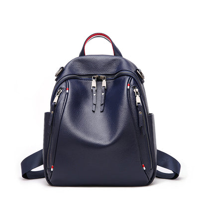 Mochila de Viaje de Cuero Genuino con Doble Cierre y Gran Capacidad - Image 10