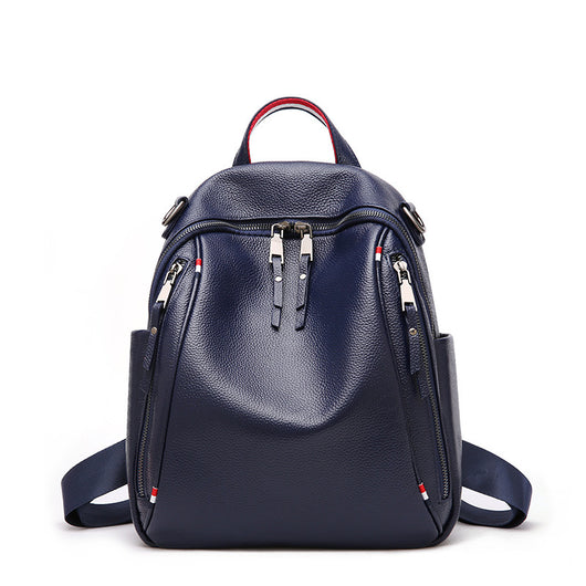 Mochila de Viaje de Cuero Genuino con Doble Cierre y Gran Capacidad - Image 10