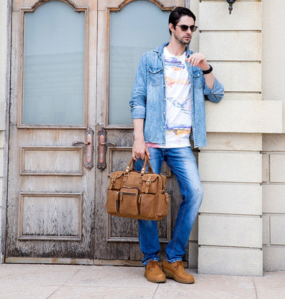 Bolsa Mensajera de Cuero Genuino Estilo Retro con Gran Capacidad para Hombre - Image 73