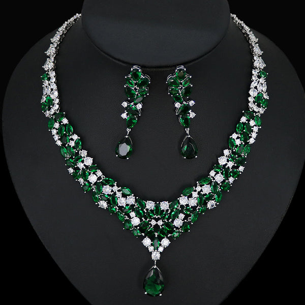 Conjunto de Collar y Aretes de Circonita para Novia - Image 6