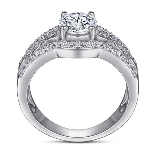 Anillo de Plata S925 con Diamantes Micro-engastados