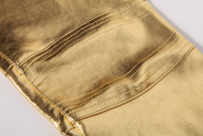 Pantalones Casuales Bronce Brillante con Efecto Metalizado - Image 11