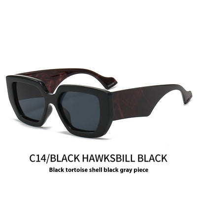 Beige square frame sunglasses with dark gray lenses, featuring a thick, fashion-forward design. - Image 19