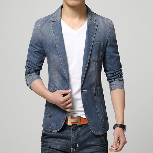 Traje de Mezclilla Clásico para Hombre - Abotonado Simple - Image 8
