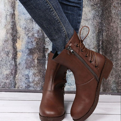 Botas Retro Mujer con Tacón Grueso y Detalles de Remaches - Image 3