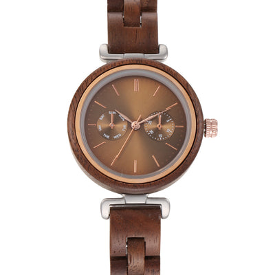 Reloj de Madera Ébano para Mujer - Cuarzo Analógico Redondo - Image 6