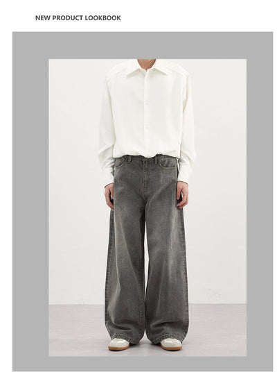 Pantalones Vaqueros Gris Lavado Básicos para Hombre - Otoño Invierno - Image 12