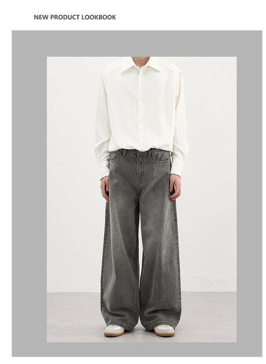 Pantalones Vaqueros Gris Lavado Básicos para Hombre - Otoño Invierno - Image 12