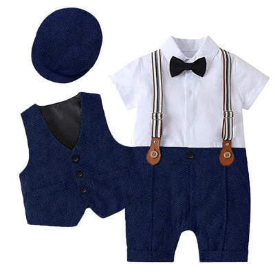 Conjunto Elegante para Niño: Jumpsuit, Chaleco y Gorra - Image 10