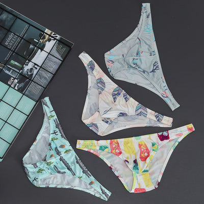 Slip Masculino de Malla Transpirable Tanga Baja con Estampado - Image 13