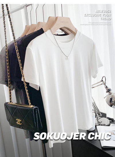 Blusa Ajustada de Modal para Mujer - Manga Corta Elástica Cuello Redondo - Image 27