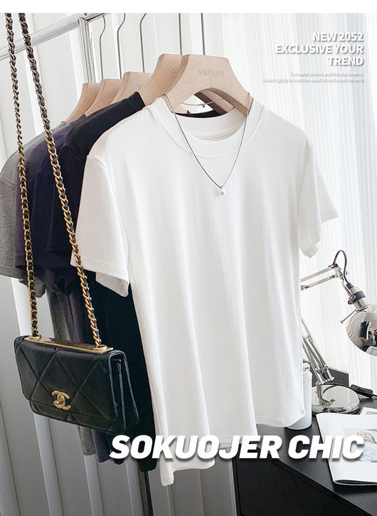 Blusa Ajustada de Modal para Mujer - Manga Corta Elástica Cuello Redondo - Image 27