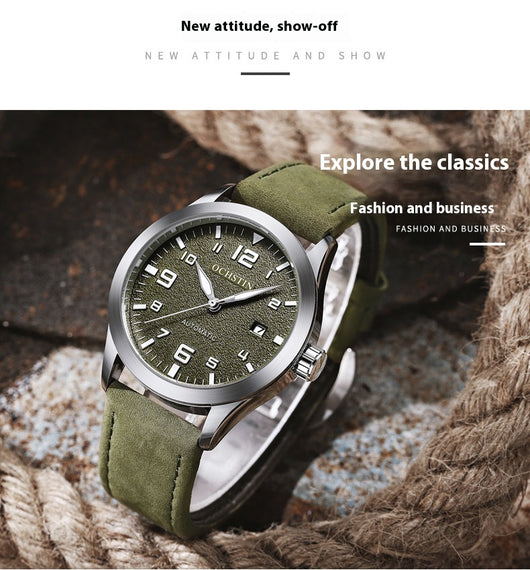 Reloj Mecánico Automático Retro Cuero Genuino Estilo Ejecutivo - Image 9