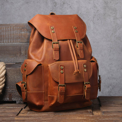 Mochila de Cuero Genuino Estilo Retro con Gran Capacidad para Hombre - Image 4