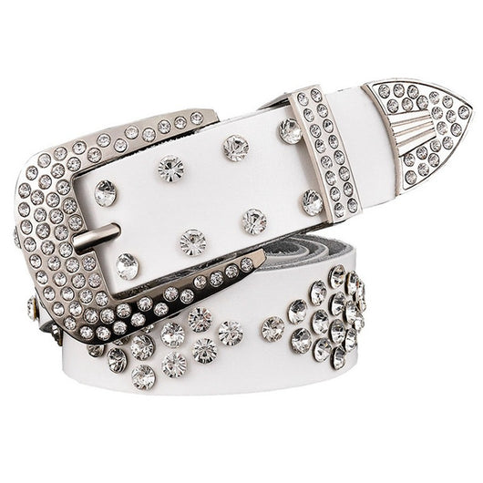 Cinturón de Cuero para Dama con Hebilla de Diamantes y Incrustaciones de Strass - Image 6