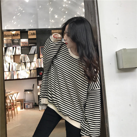 Camisa Oversized a Rayas de Manga Larga Suelta - Image 27