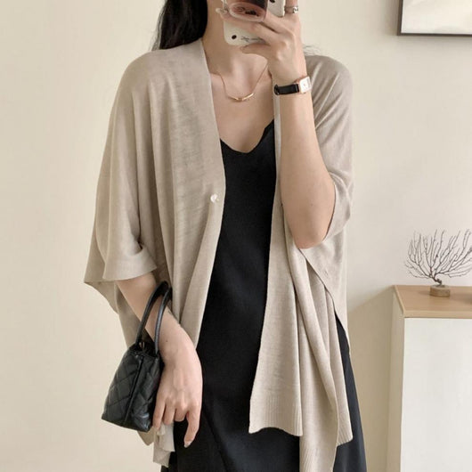 Cardigan Tejido Versátil de Color Liso - Abrigo de Viaje Elegante - Image 9