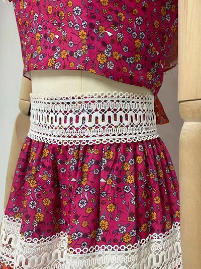 Conjunto Falda y Top Calado con Contraste de Colores - Image 10
