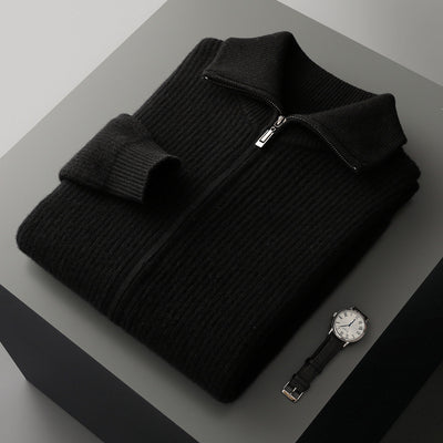 Cardigan de Lana Pura con Cierre para Hombre - Abrigo Solapa Otoño Invierno - Image 3