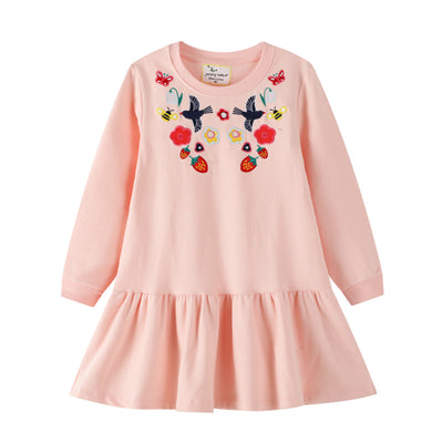 Vestido Largo Infantil de Princesa con Bordados en Algodón - Image 11