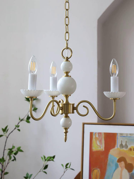 Lámpara Colgante Vintage Francesa Cristal Lechoso con Detalles en Cobre - Image 11