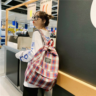 Mochila Escolar Estilo Coreano a Cuadros - Diseño Casual y Moderno - Image 9