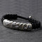 Pulsera Táctica de Paracord Plateado con Diseño Calavera