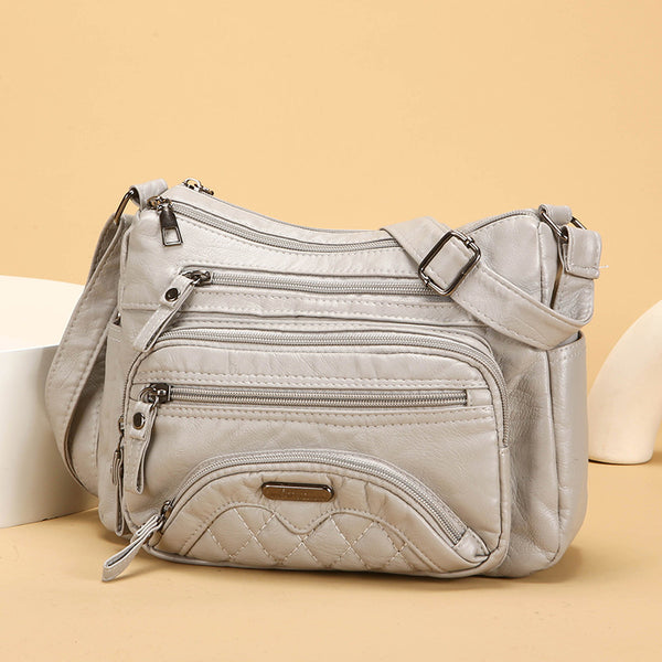 Bolso Bandolera de Cuero Suave - Diseño Casual Asimétrico