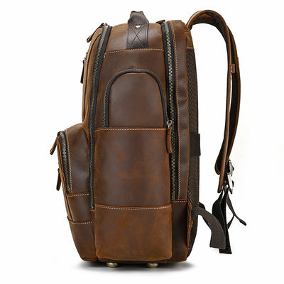 Mochila de Cuero Retro para Hombre - Gran Capacidad y Múltiples Bolsillos - Image 14