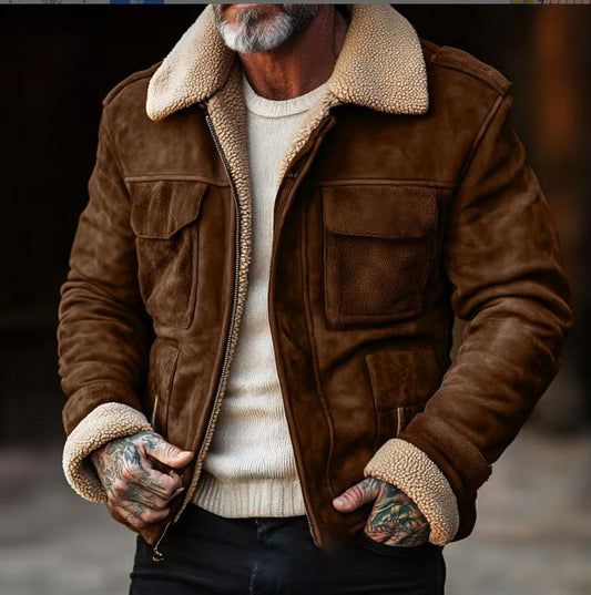 Chaqueta de Lana de Cordero con Solapa y Cierre - Abrigo Elegante para Hombre - Image 2
