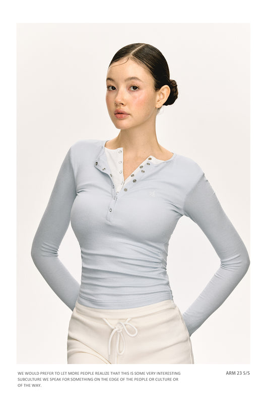 Camiseta Manga Larga Slim-fit con Cuello Falso Tejido Doble Capa - Image 18