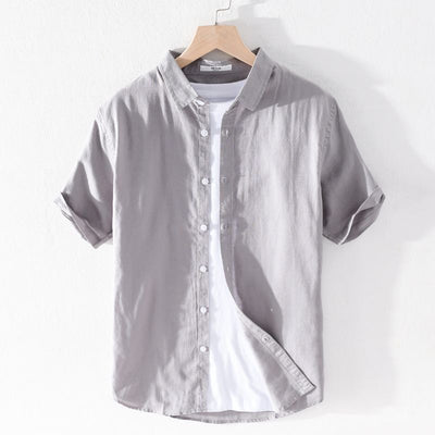 Camisa de Lino Manga Corta para Hombre - Comodidad de Verano - Image 11