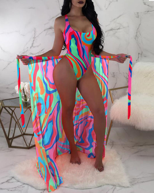 Conjunto de Baño Tres Piezas con Malla y Contraste de Colores - Image 8