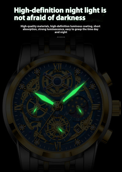 Reloj de Lujo Resistente al Agua con Diseño Calado y Esfera Extragrande - Image 15