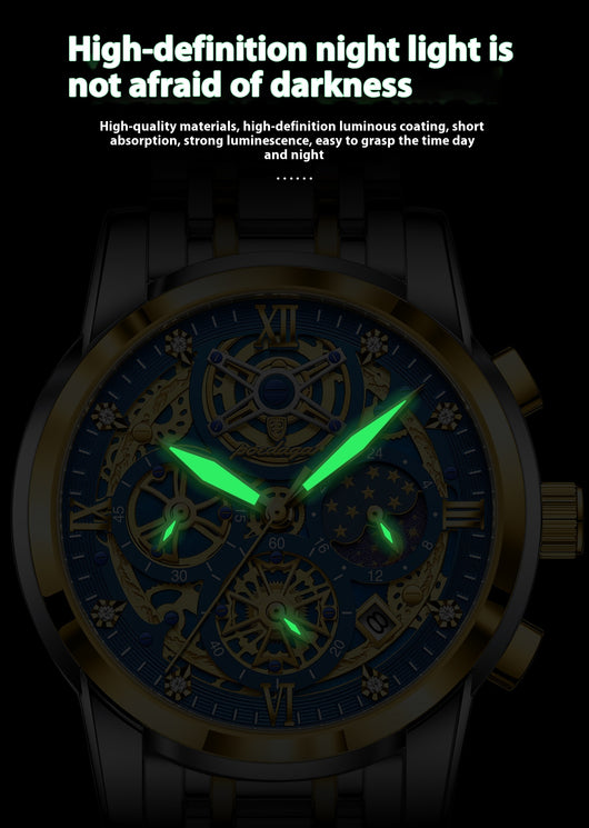 Reloj de Lujo Resistente al Agua con Diseño Calado y Esfera Extragrande - Image 15