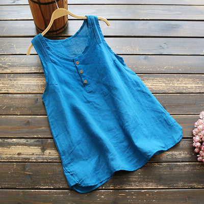 Chaleco de Lino y Algodón con Botones para Mujer - Image 16