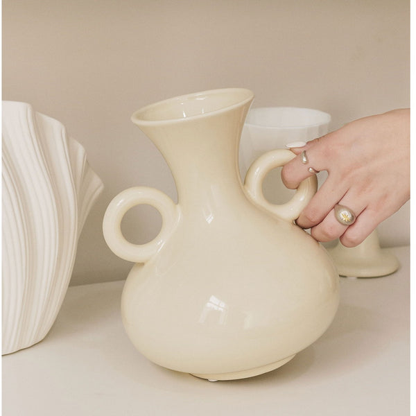 Jarrón Cerámico Crema Clásico - Diseño Elegante y Atemporal - Image 4