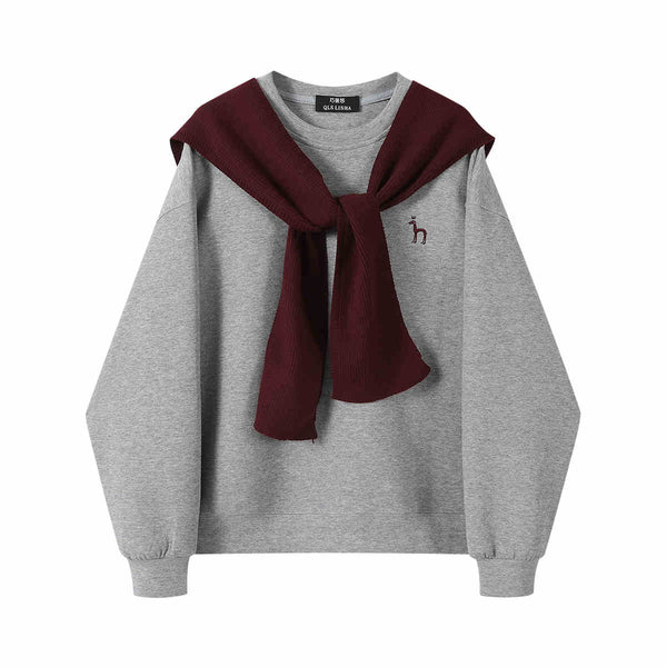 Sudadera Suelta Cuello Redondo para Mujer