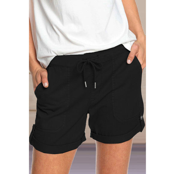 Shorts Casuales de Verano con Cordones y Corte Recto