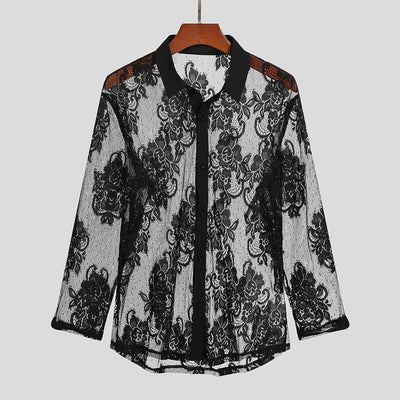 Camisa de Malla Transpirable con Encaje de Manga Larga para Hombre - Image 2