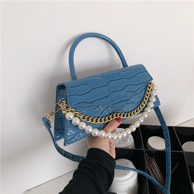 Bolso Cuadrado Pequeño con Patrón Retro y Perla, Bandolera de Moda - Image 32