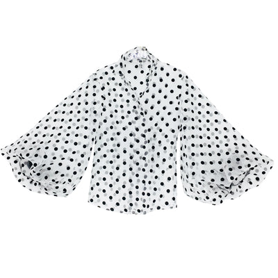 Blusa Organza Transparente con Volantes y Lunares para Mujer - Image 2