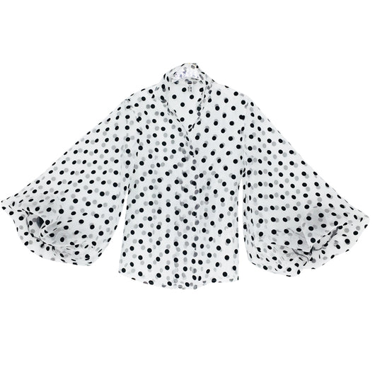 Blusa Organza Transparente con Volantes y Lunares para Mujer - Image 2