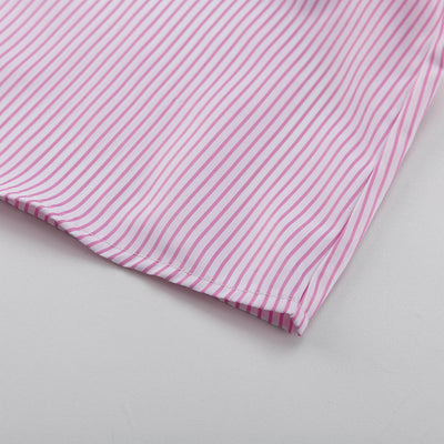 Traje Ejecutivo Mujer: Blusa Rayada con Cuello Solapa y Falda Entallada - Image 12