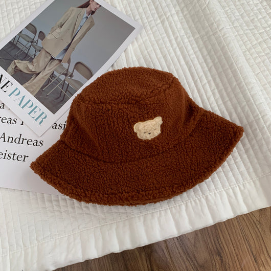 Gorro Cubo de Lana Cordero Coreana con Osito Bordado - Image 6