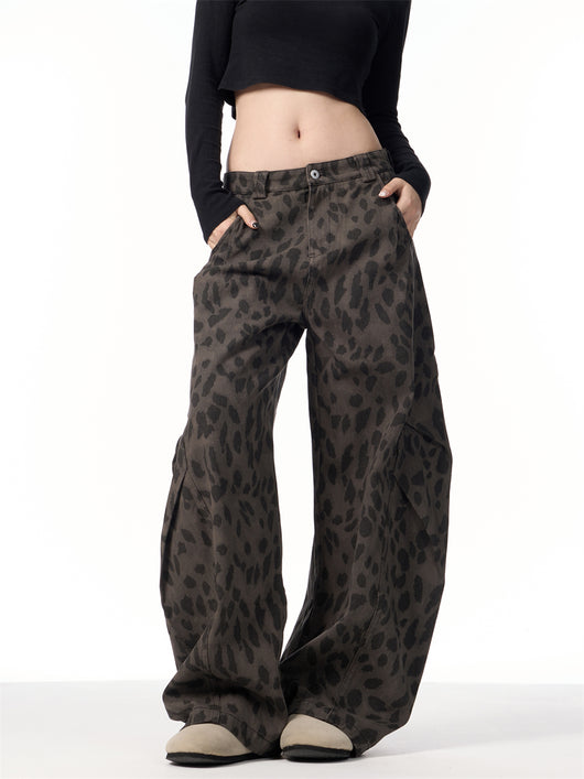 Pantalones Jeans Leopardo Retro Mujer Cintura Alta Pierna Ancha - Image 18